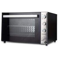HAUSBERG HB-8022 Elektromos Sütő, 2500W, 70L űrtartalom, Állítható Termosztát, Mechanikus Időzítő Hangjelzéssel és Automatikus Kikapcsolással, Fekete/Rozsdamentes Acél