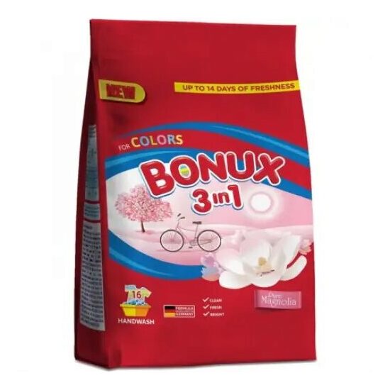 Bonux 3 az 1-ben Pure Magnolia kézi mosószer, 16 mosásra, 900g