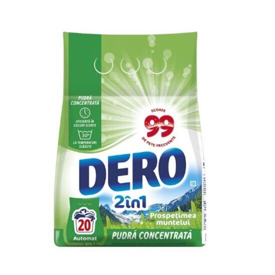 Dero 2in1 Mountain Freshness mosópor, 1,5 kg, 20 mosás