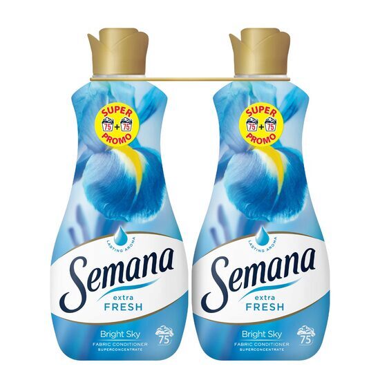 2 db-os Semana Extra Fresh szuperkoncentrált öblítő BRIGHT SKY, 75 mosás, 1,5 l