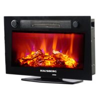 HAUSBERG HB-8226NG irodai elektromos kandalló, 1800 W, lángeffektus, PTC fűtés, edzett üveg, távirányító, fekete