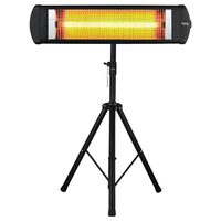 Pachet Radiator electric cu infrarosu KUMTEL EX25, 2500W, Termostat, Corp metalic, Protectie 20 IP, Negru, Suport radiator Hausberg HB-8712NG, metalic, reglabil pe inaltime 100-180 cm