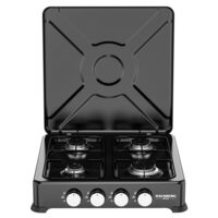 Aragaz portabil Minigaz 4 arzătoare Hausberg HB-H404NG, 2.2kW + 2×1.5kW + 1kW, arzatoare aluminiu, supape CE, corp metalic